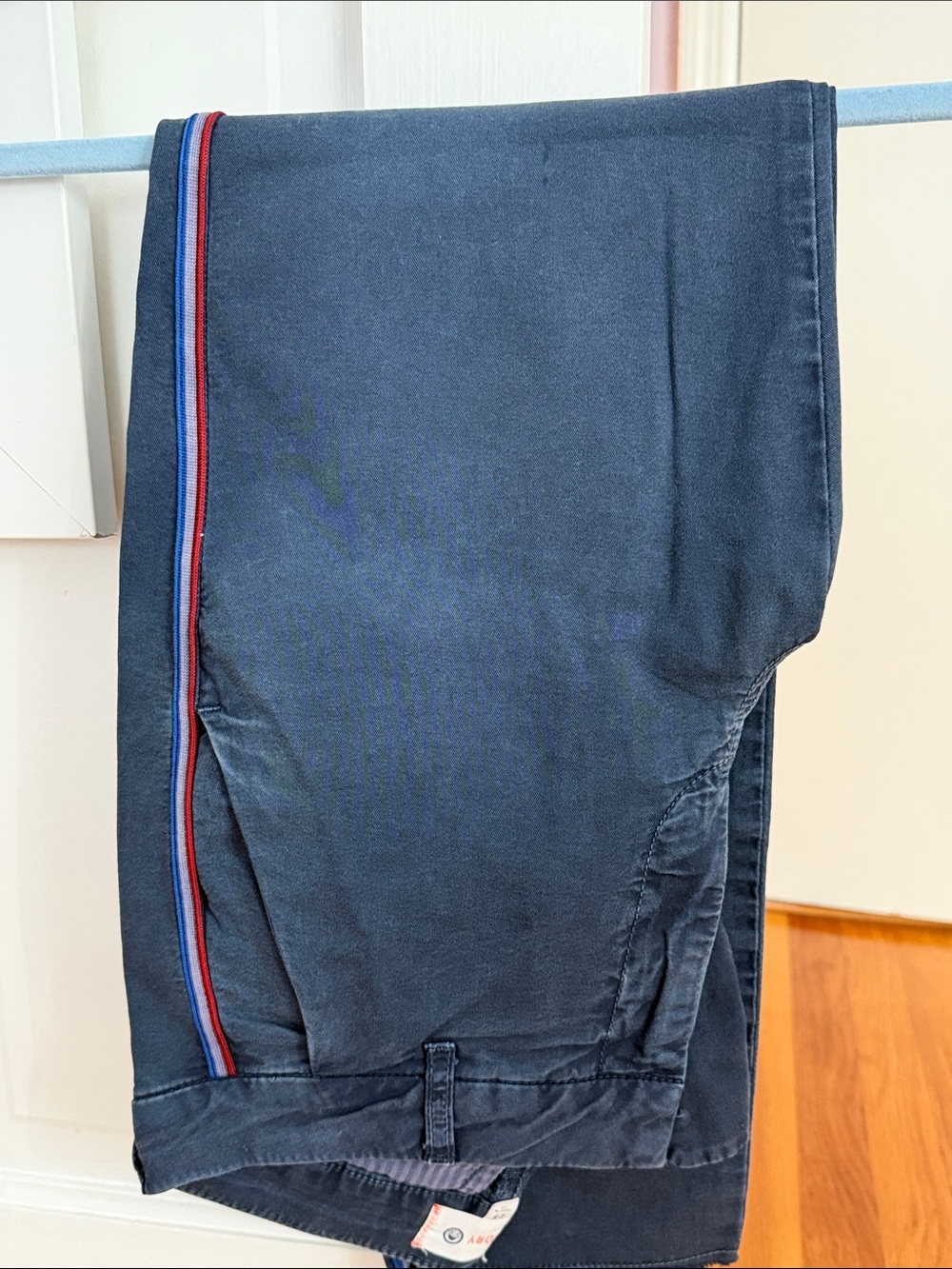 Sundry Navy Blue Boot Cut Pants with Red & Light Blue Stripe